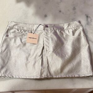 Superdown Shimmering Silver Mini Skirt